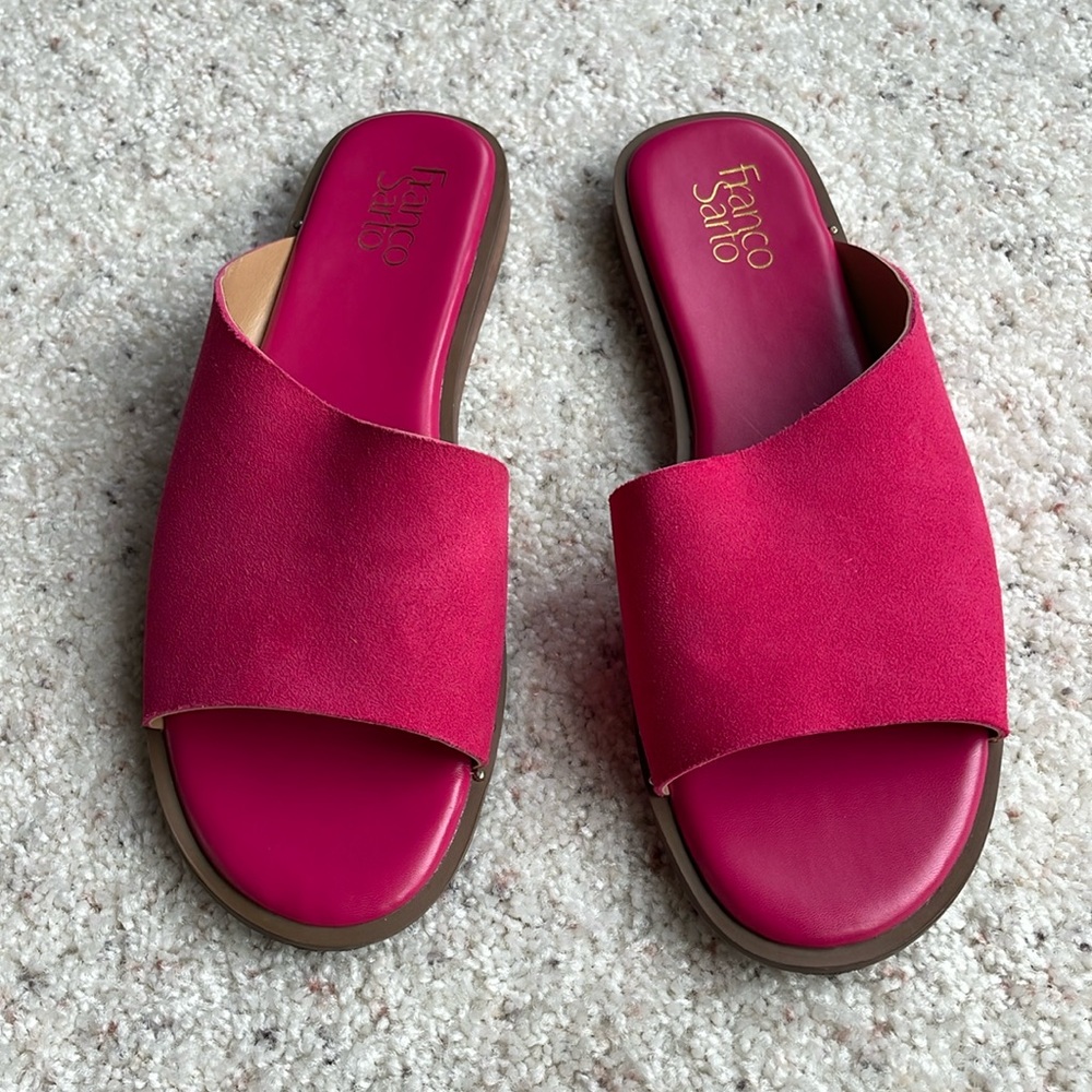 FRANCO SARTO Hot Pink Rye Slide Sandal